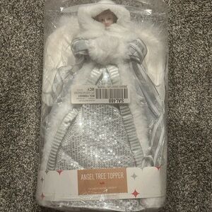 Holiday Lane 14" Angel White Fur Silver and White Tree Topper $100 RARE